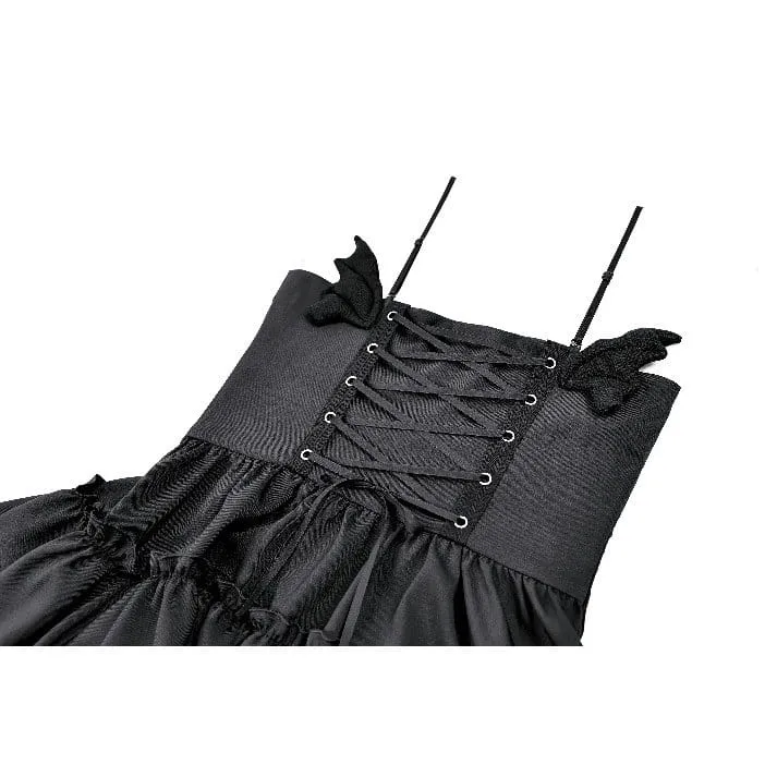 Gothic-Schnürkleid für Damen, zweifarbig, mit Rüschensaum und Lagenlook, Abschlusskleid