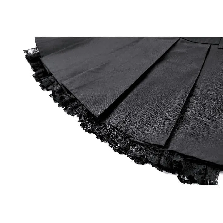 Damen-Punk-Rock mit Spitzen-Patchwork, Schnallenriemen und Falten