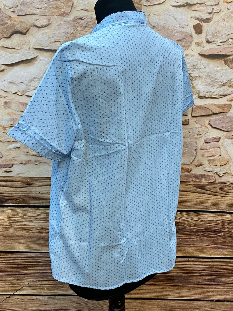 Vintage Bluse Damen Gr. 42 Hellblau Stehkragen Retro Stil