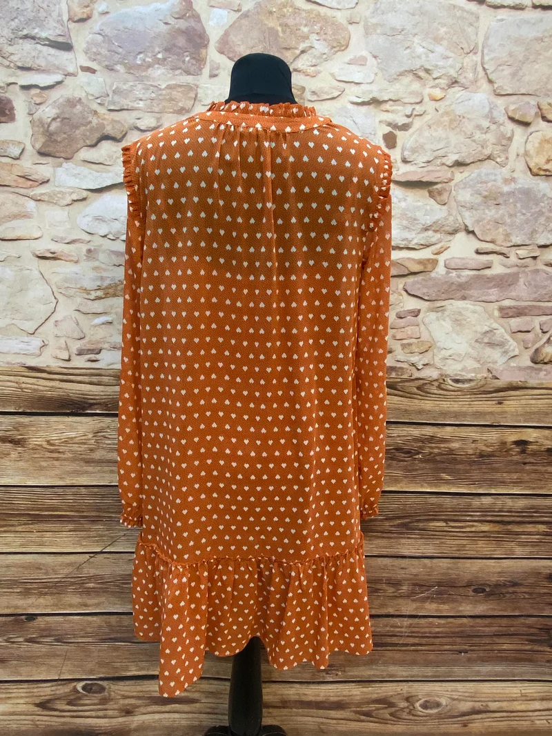 20er Jahre Tageskleid Orange Gr. 38 mit Unterkleid