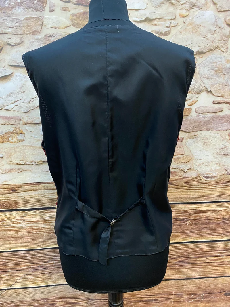 Vintage Damen Weste Paisley Muster Rot Gold Gr. 44 Retro Weste