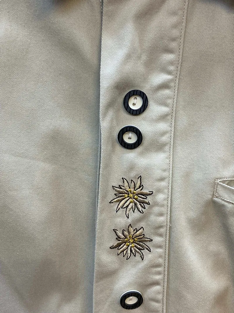 Vintage Trachtenhemd Herren – Hellbeige – Gr. 40