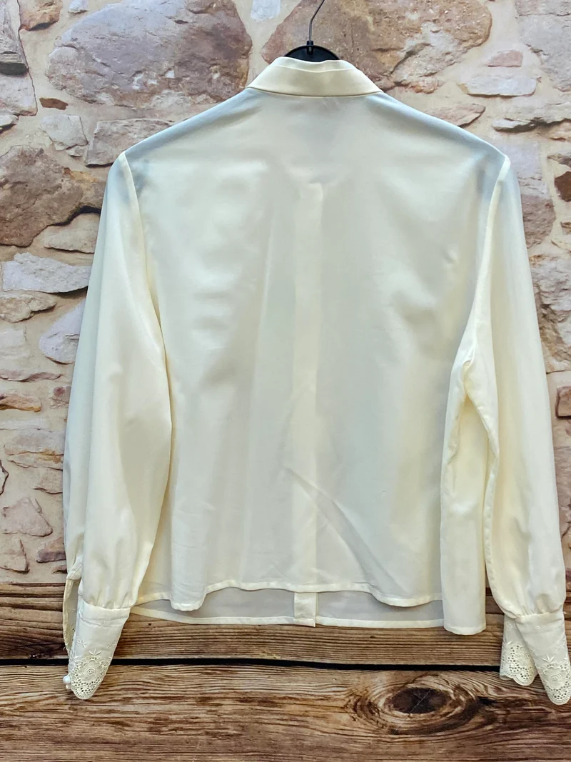 Vintage Spitzenbluse – Cremeweiß – Gr. 44