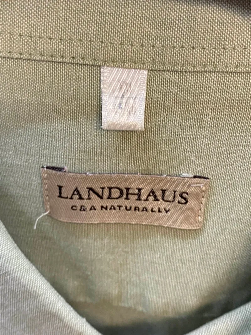 Trachtenhemd Herren Grün Edelweiß Stickerei Baumwolle Gr. 45