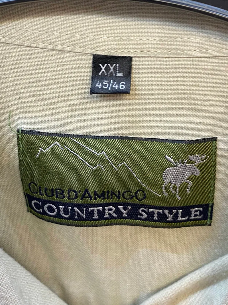 Trachtenhemd Herren beige mit Stickerei Baumwolle Gr. XXL (45/46)