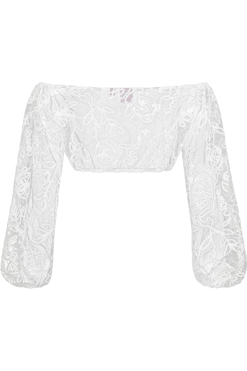 Carmen-Dirndlbluse mit erhabener Spitze