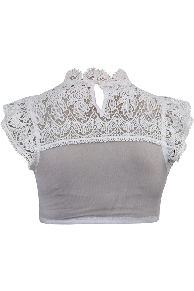 Spitzen-Dirndlbluse mit Flügelärmel