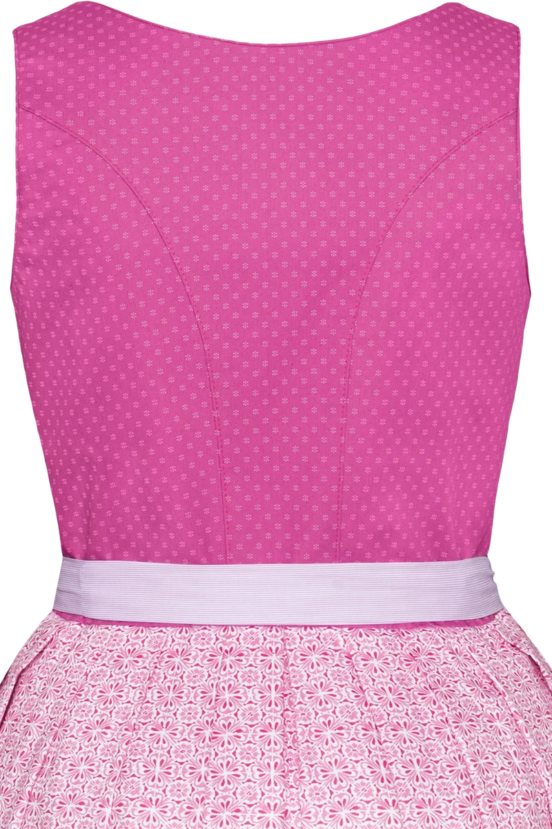 Langes Baumwolldirndl mit Perlmuttknöpfen - rosa gemustert