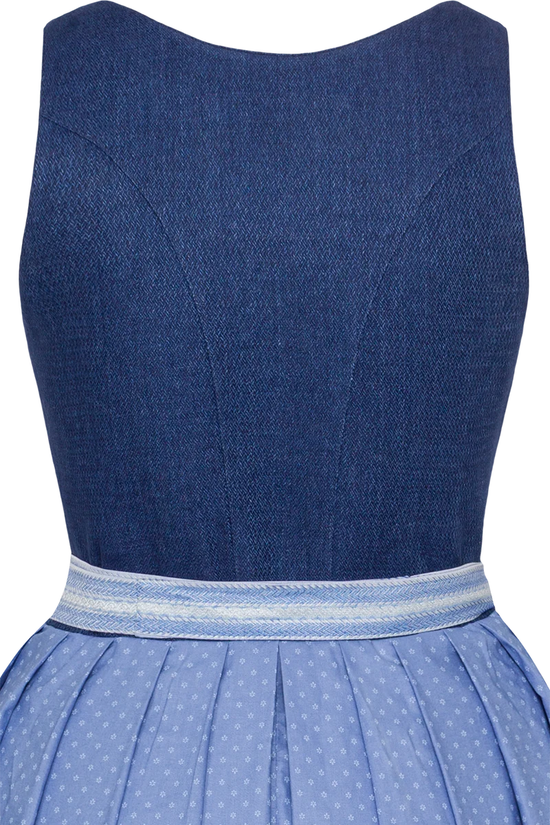 Leinen-Dirndl lang mit Perlmuttknöpfen