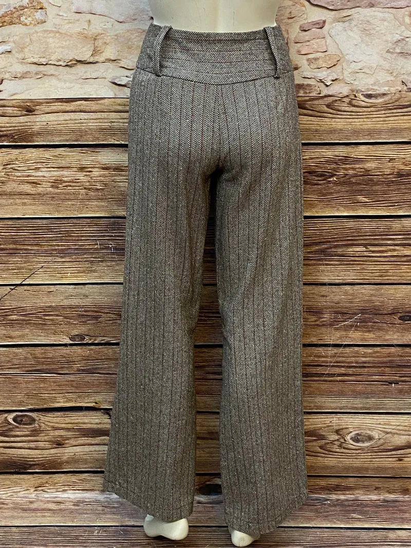 Vintage Tweed Hose Damen Gr. 38 Herringbone Wolloptik elegant