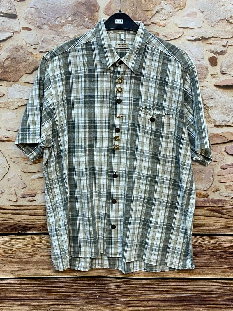Trachtenhemd Herren kurzarm kariert Landhaus Gr. 43/44 XL