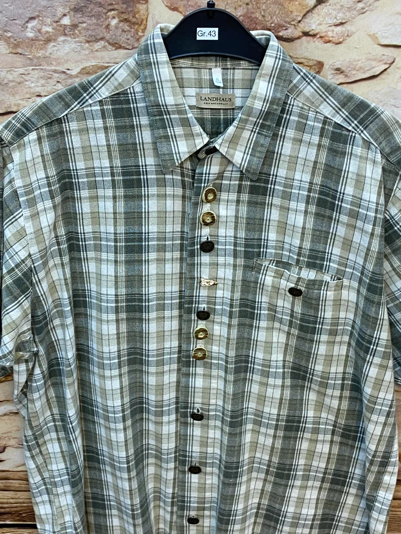 Trachtenhemd Herren kurzarm kariert Landhaus Gr. 43/44 XL