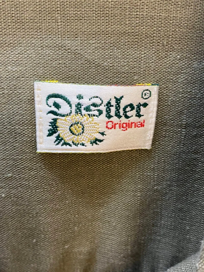 Trachtenhemd Herren kurzarm olivgrün Stickerei Distler Größe 41