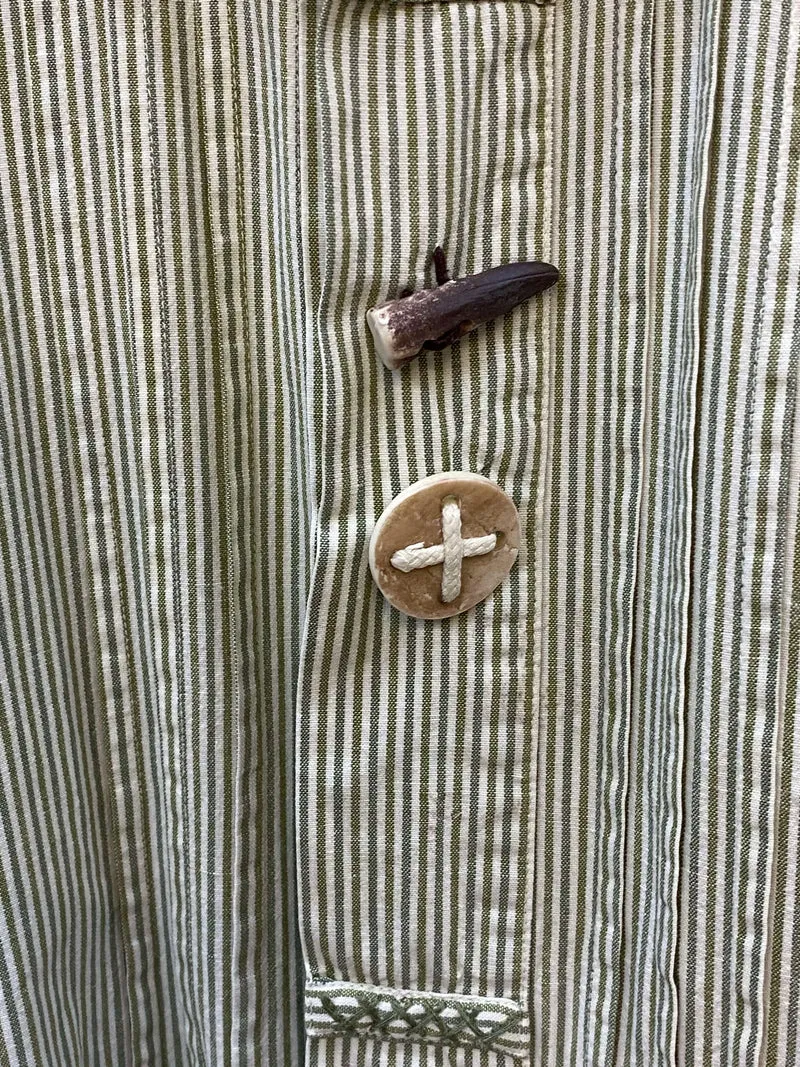 Trachtenhemd Herren grün gestreift Gr. 46 Vintage