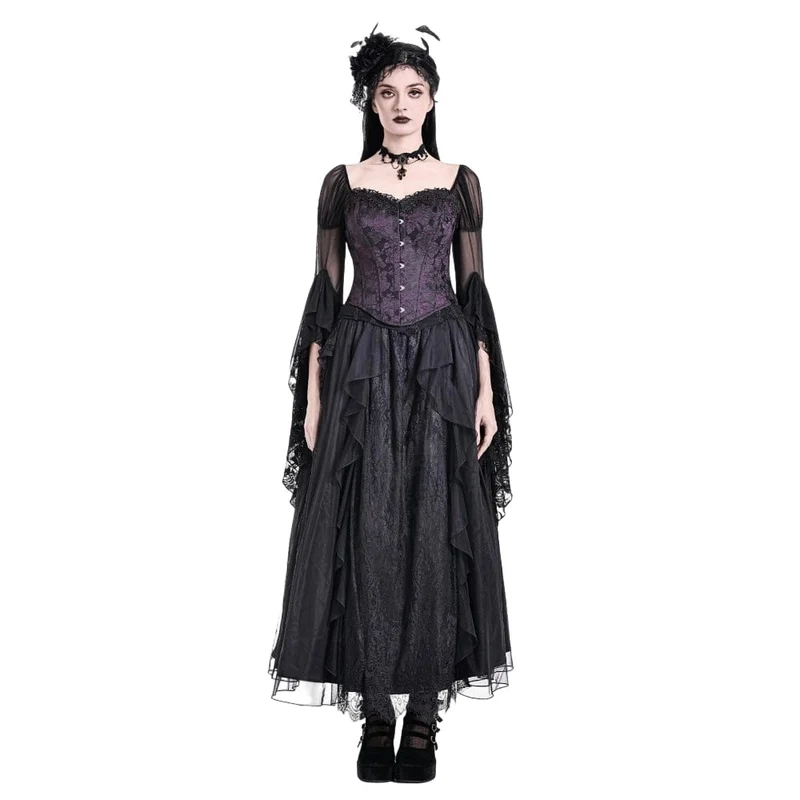 Gothic-Schnürkorsett für Damen, Jacquard-Overbust-Korsett, Lila