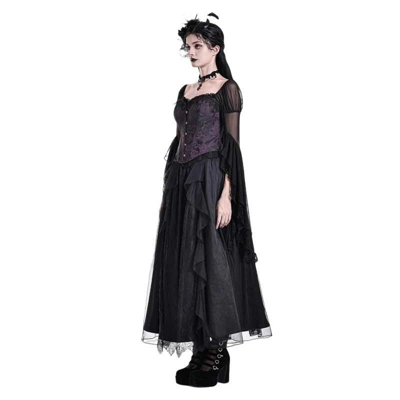 Gothic-Schnürkorsett für Damen, Jacquard-Overbust-Korsett, Lila