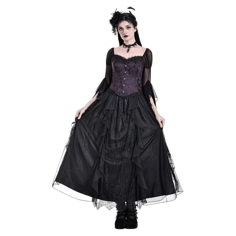 Gothic-Schnürkorsett für Damen, Jacquard-Overbust-Korsett, Lila