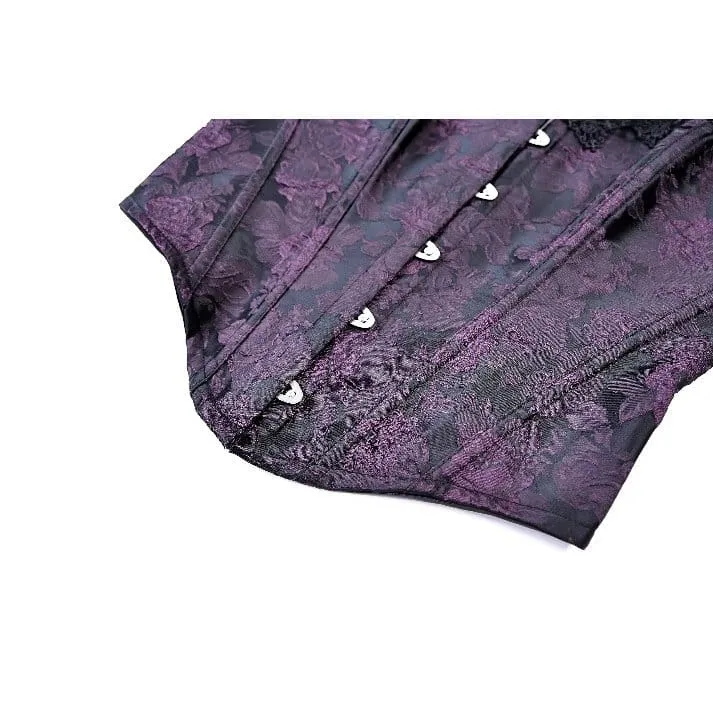Gothic-Schnürkorsett für Damen, Jacquard-Overbust-Korsett, Lila