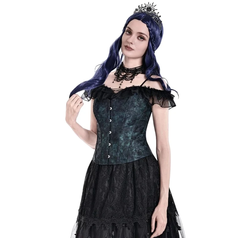 Gothic-Vintage-Jacquard-Schnürkorsett für Damen mit Überbrustumfang