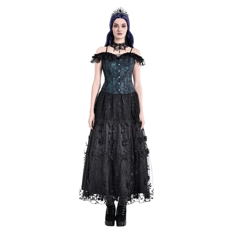 Gothic-Vintage-Jacquard-Schnürkorsett für Damen mit Überbrustumfang