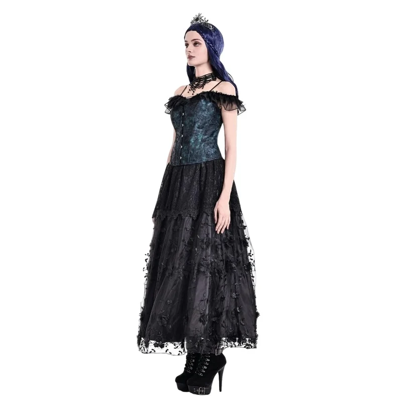 Gothic-Vintage-Jacquard-Schnürkorsett für Damen mit Überbrustumfang