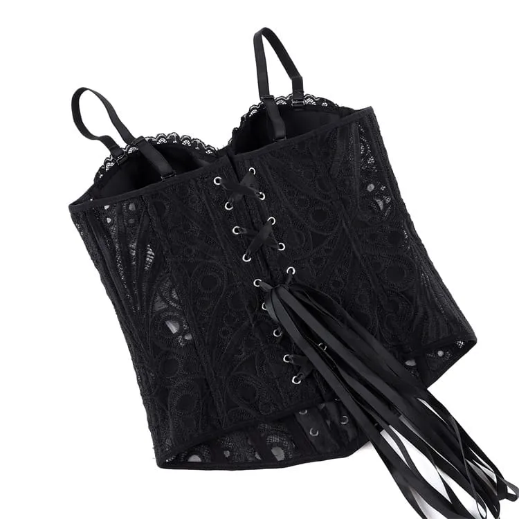 Gothic-Korsett für Damen, transparent, mit Schnürung, über der Brust