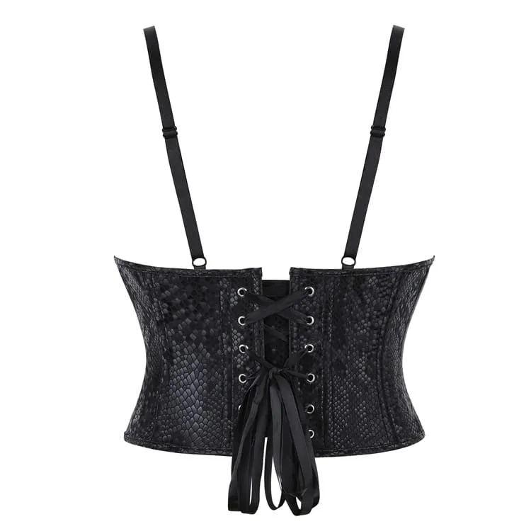 Gothic-Korsett für Damen mit Schlangenmuster, Schnürung und Überbrustumfang