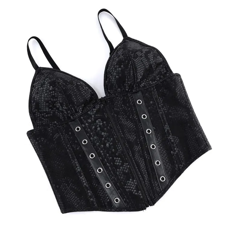 Gothic-Korsett für Damen mit Schlangenmuster, Schnürung und Überbrustumfang