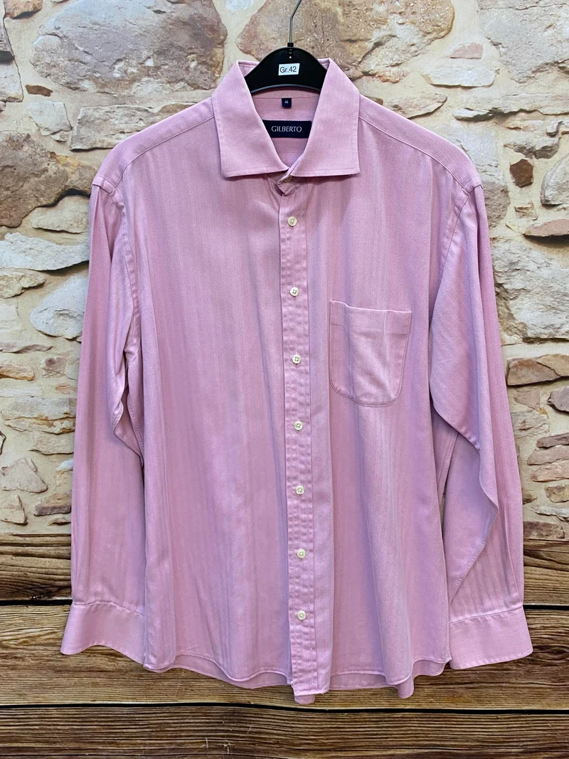Vintage Hemd Herren Rosa Strukturmuster Gr. 42