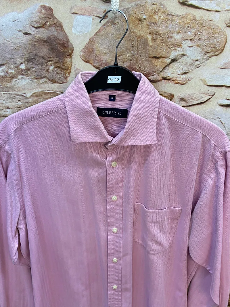 Vintage Hemd Herren Rosa Strukturmuster Gr. 42