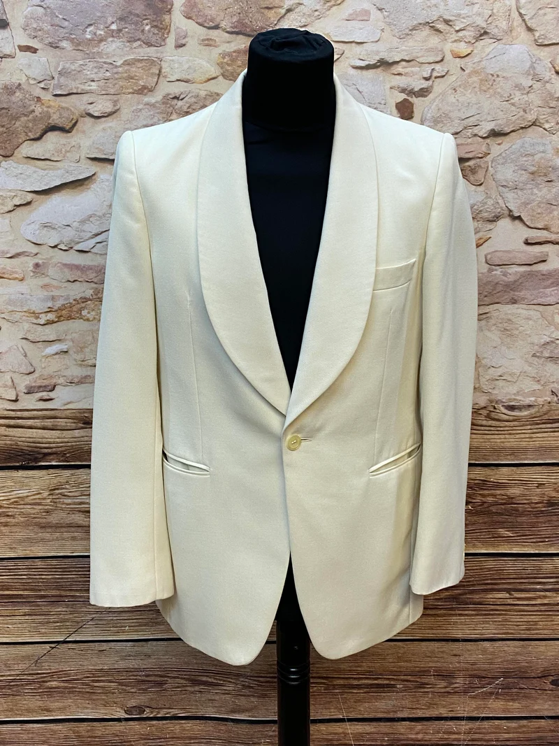 Vintage Dinner Jacket Herren Elfenbein Gr. 46 Schalkragen