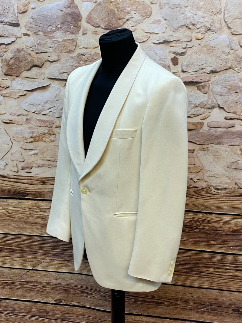 Vintage Dinner Jacket Herren Elfenbein Gr. 46 Schalkragen