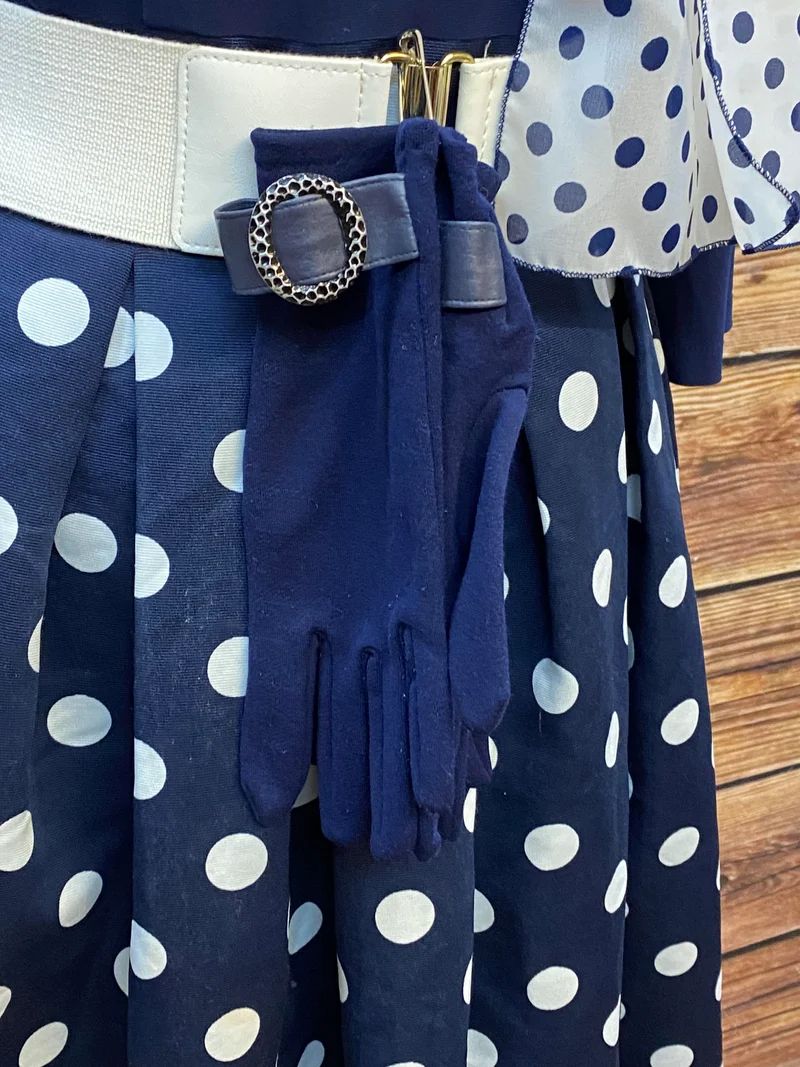 50er Jahre Rockabilly Outfit mit Polka Dots Kleid, Gürtel & Accessoires – Vintage Komplettlook Gr. 38