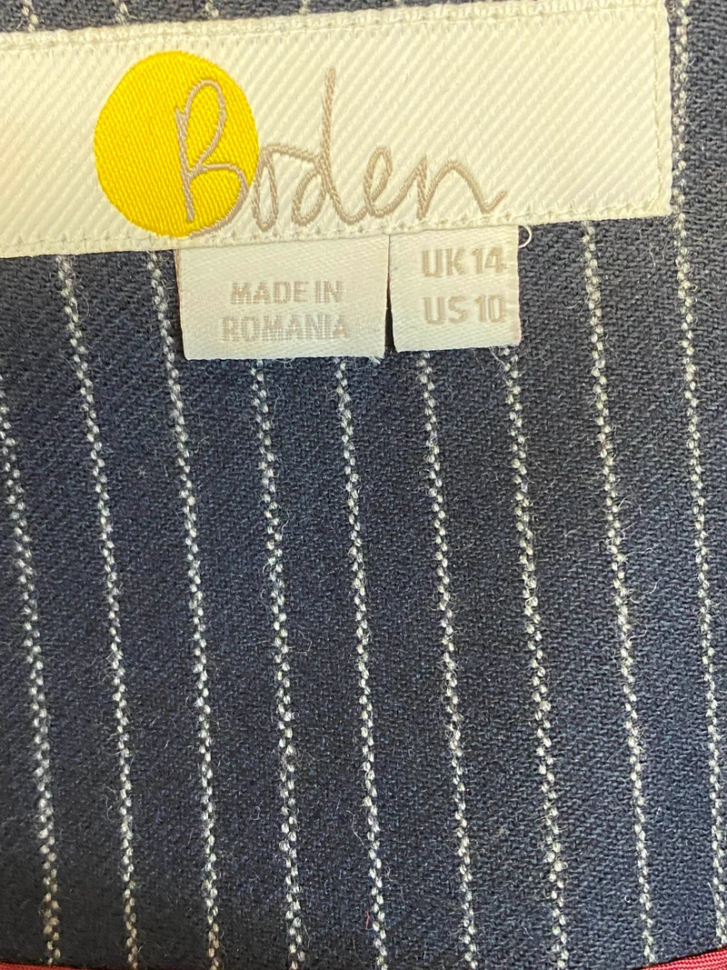 Vintage Nadelstreifen Kostüm Damen Gr. 40 – Blazer, Oberteil, Hose & Hut