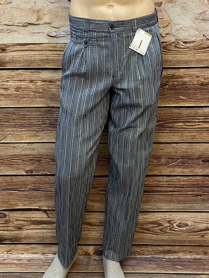 Vintage Hose Bundfaltenhose 1990er Streifen Ungetragen Unikat Gr. 48