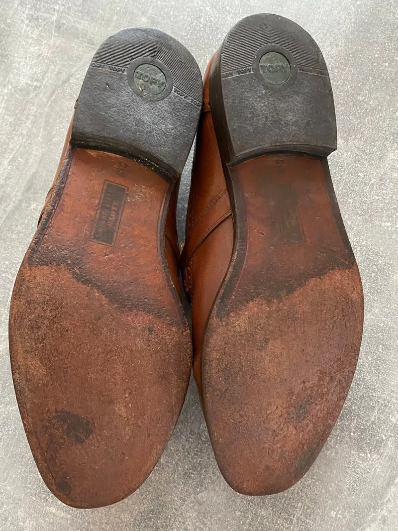 Vintage Loafer Leder Braun Gr. 44 – Ledersohle & perforiert