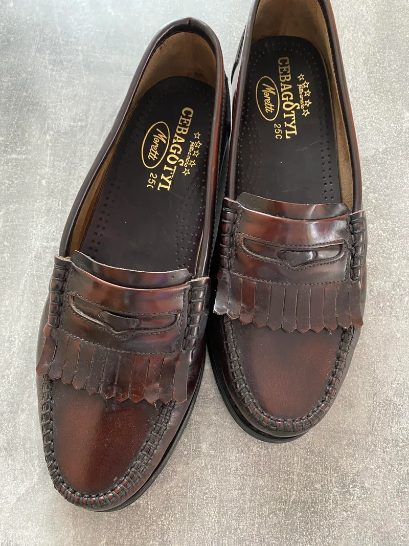 Vintage Loafer Leder Braun Gr. 44 – handgefertigt mit Ledersohle