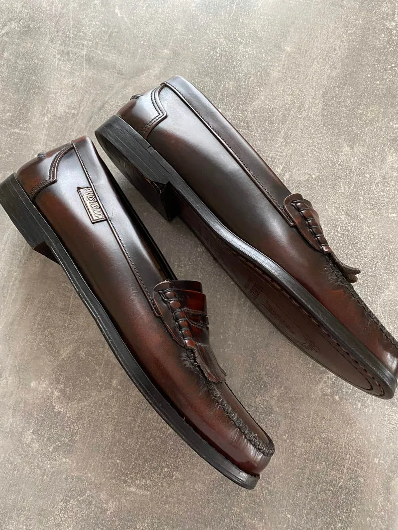 Vintage Loafer Leder Braun Gr. 44 – handgefertigt mit Ledersohle