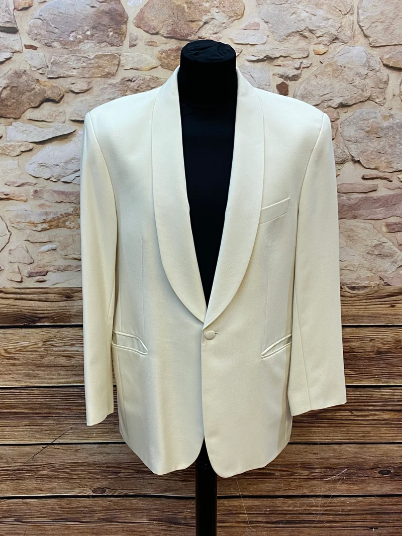 Vintage Dinner Jacke Creme Schurwolle Größe 52