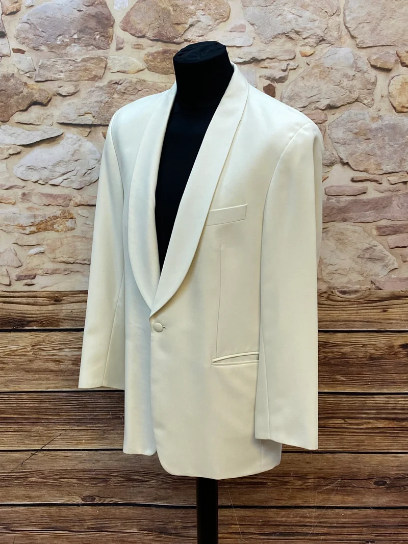 Vintage Dinner Jacke Creme Schurwolle Größe 52