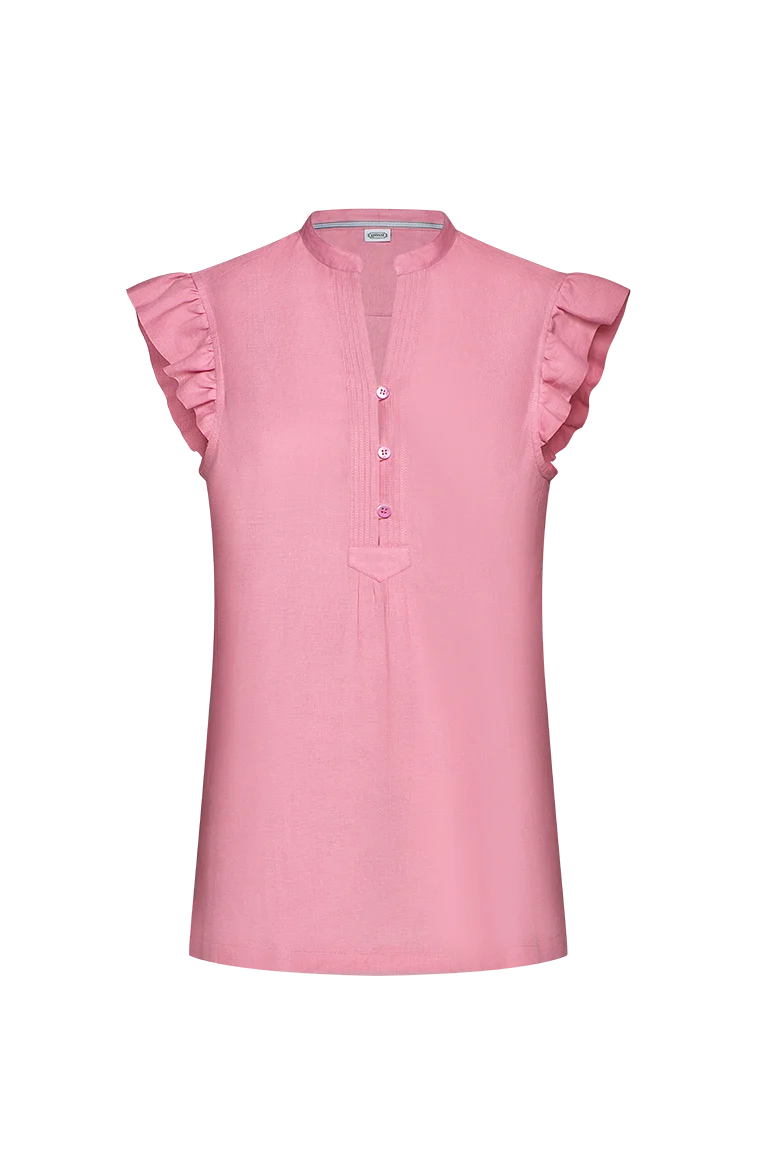 Leinenbluse mit Rüschenärmel