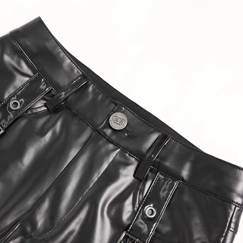 Punk-Leggings für Damen mit Schnürung und Schnallenriemen