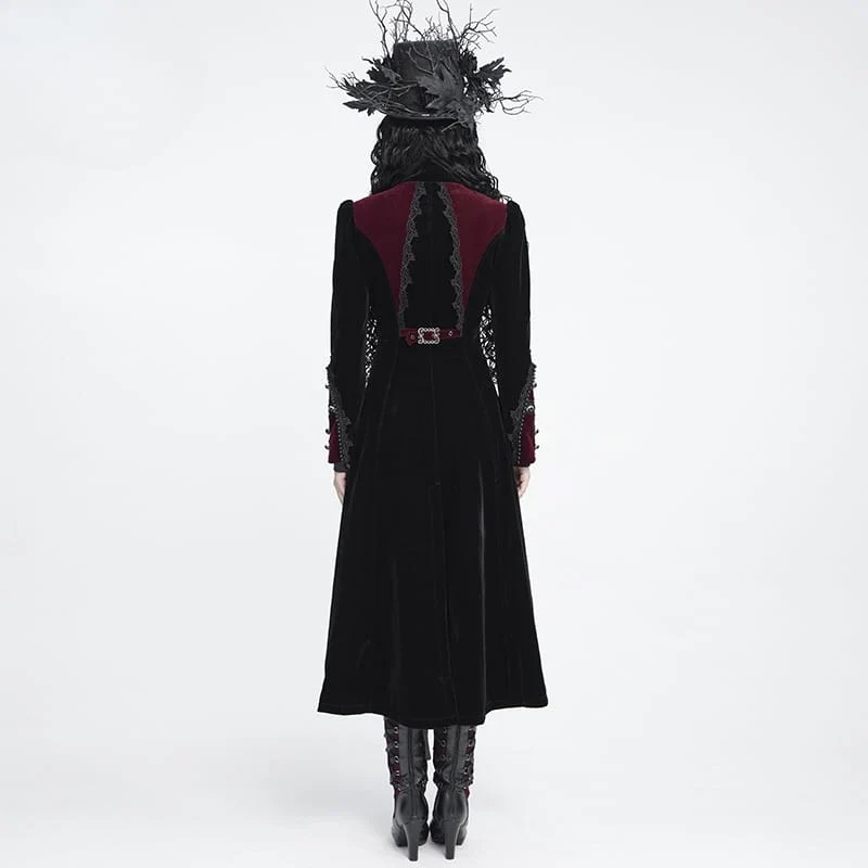 Schwarze Gothic-Jacke für Damen mit Perlenbesatz, Schnallenriemen und Reißverschluss