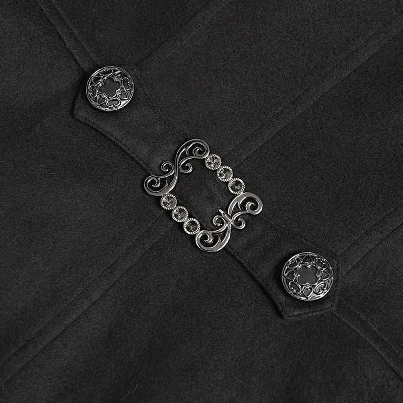 Gothic-Mantel für Damen mit Kapuze, Spitzenrüschenbesatz, ausgestelltem Saum und Kapuze