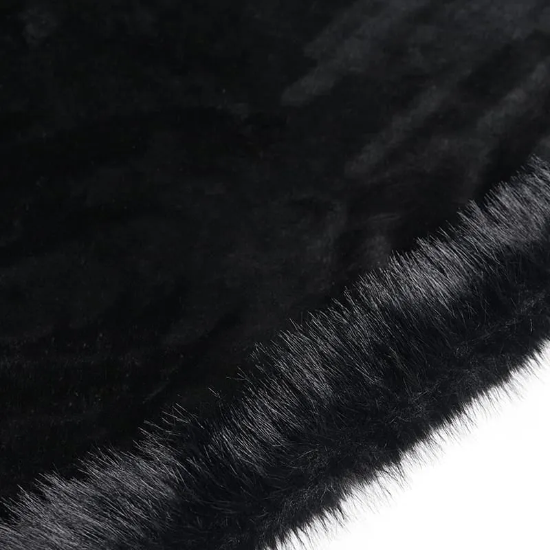 Gothic-Samtumhang für Damen mit besticktem Kunstpelzbesatz und passender Halskrause