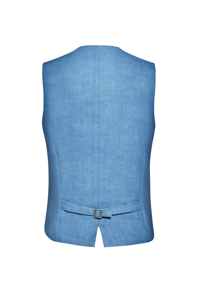 Blaudruck-Gilet mit Reliefstickerei