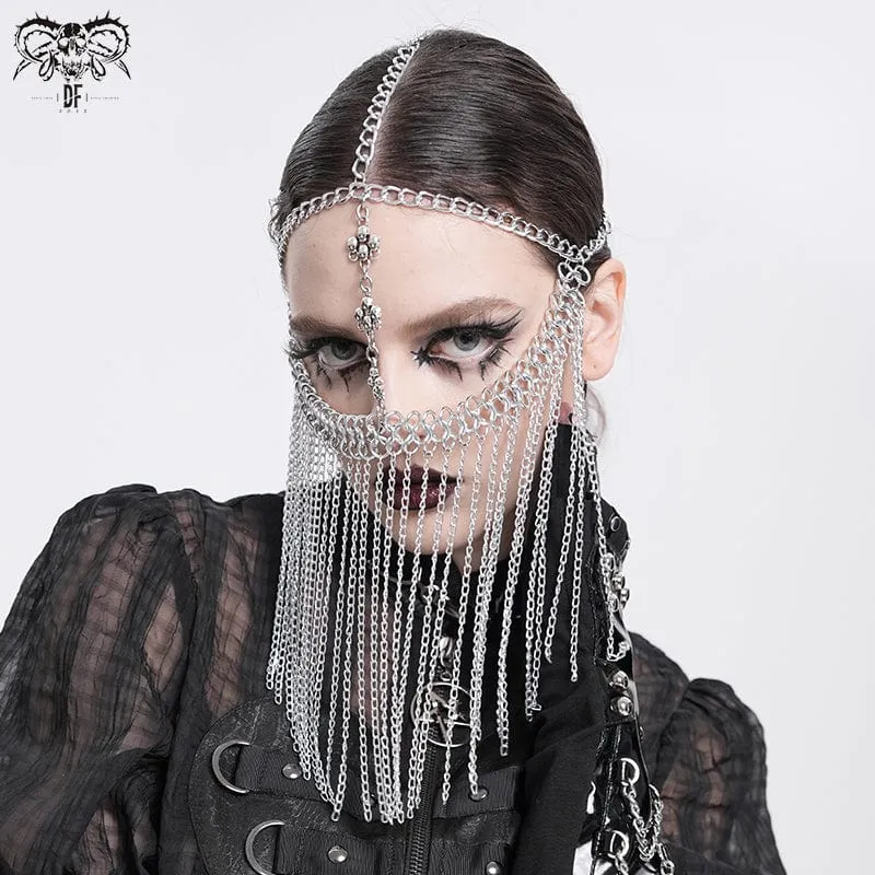 Gothic Kopfbedeckung mit Totenkopf und Quaste für Damen