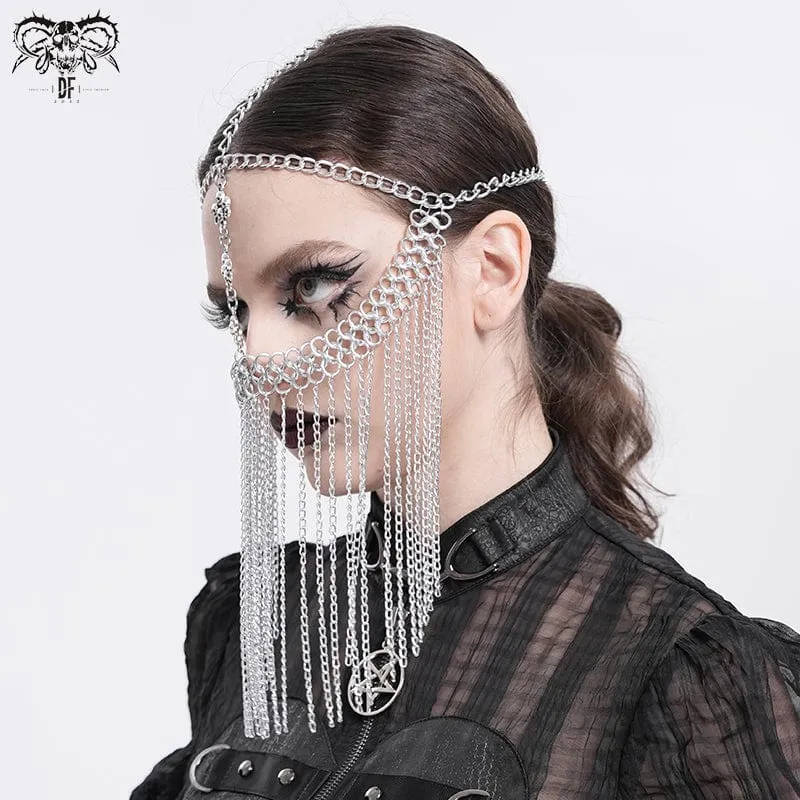 Gothic Kopfbedeckung mit Totenkopf und Quaste für Damen