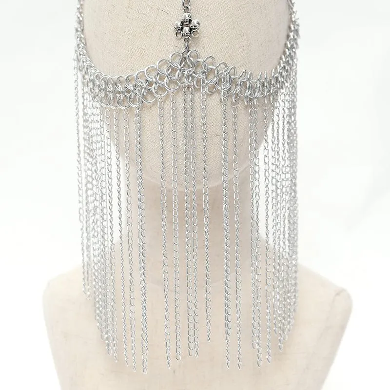 Gothic Kopfbedeckung mit Totenkopf und Quaste für Damen