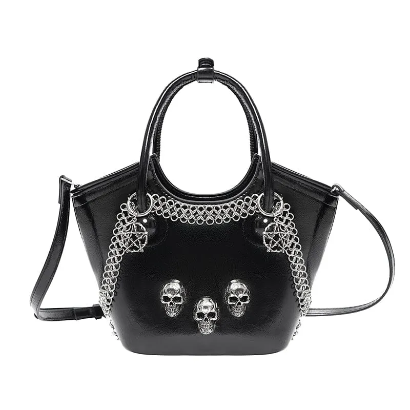 Damen Handtasche mit Punk-Totenkopf und Kette